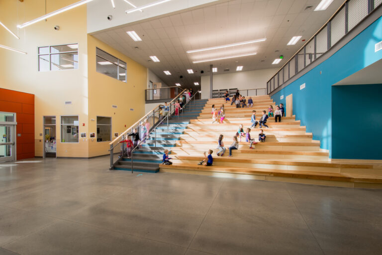 Hillsdale Elementary Students on stairs and seats