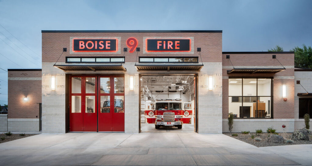 Boise Fire Station #9 Exterior At Night