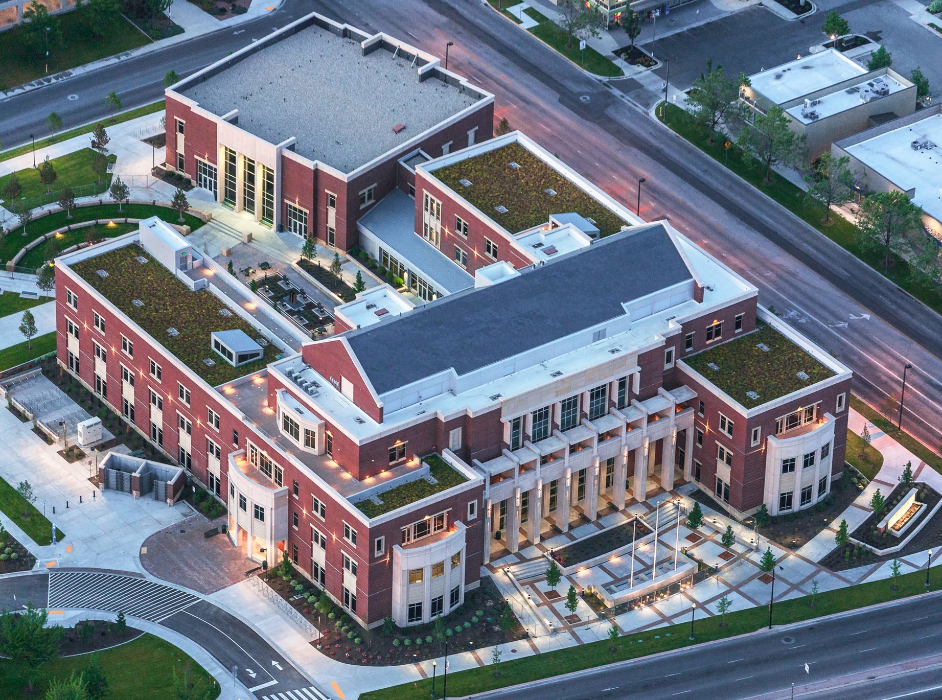 Birds eye view of Boise State College of Business Building